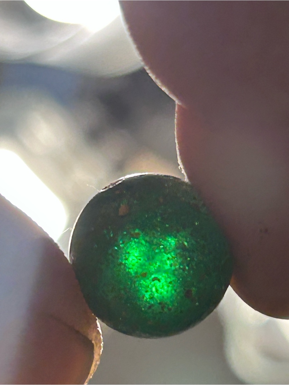 Translucent Emerald Green Round Glass Cabochon